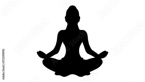 Serene silhouette meditating in lotus pose embodies calm and inner peace for wellness concepts