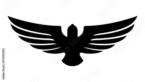Dynamic black bird silhouette with outstretched wings symbolizing freedom and power