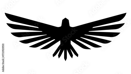 Bold black eagle emblem soaring with powerful outstretched wings, symbolizing freedom and strength