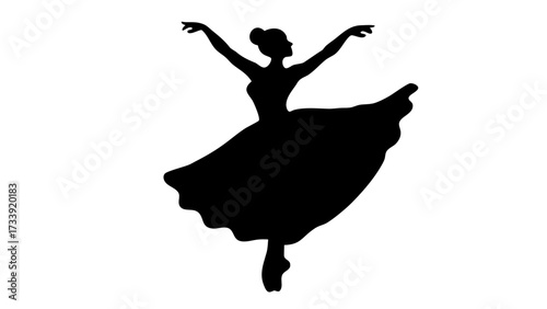 Elegant ballerina silhouette dancing gracefully, capturing the art of movement and poise in vector style