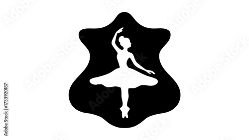 Elegant ballerina in graceful pose, a modern artistic silhouette perfect for dance education promotion