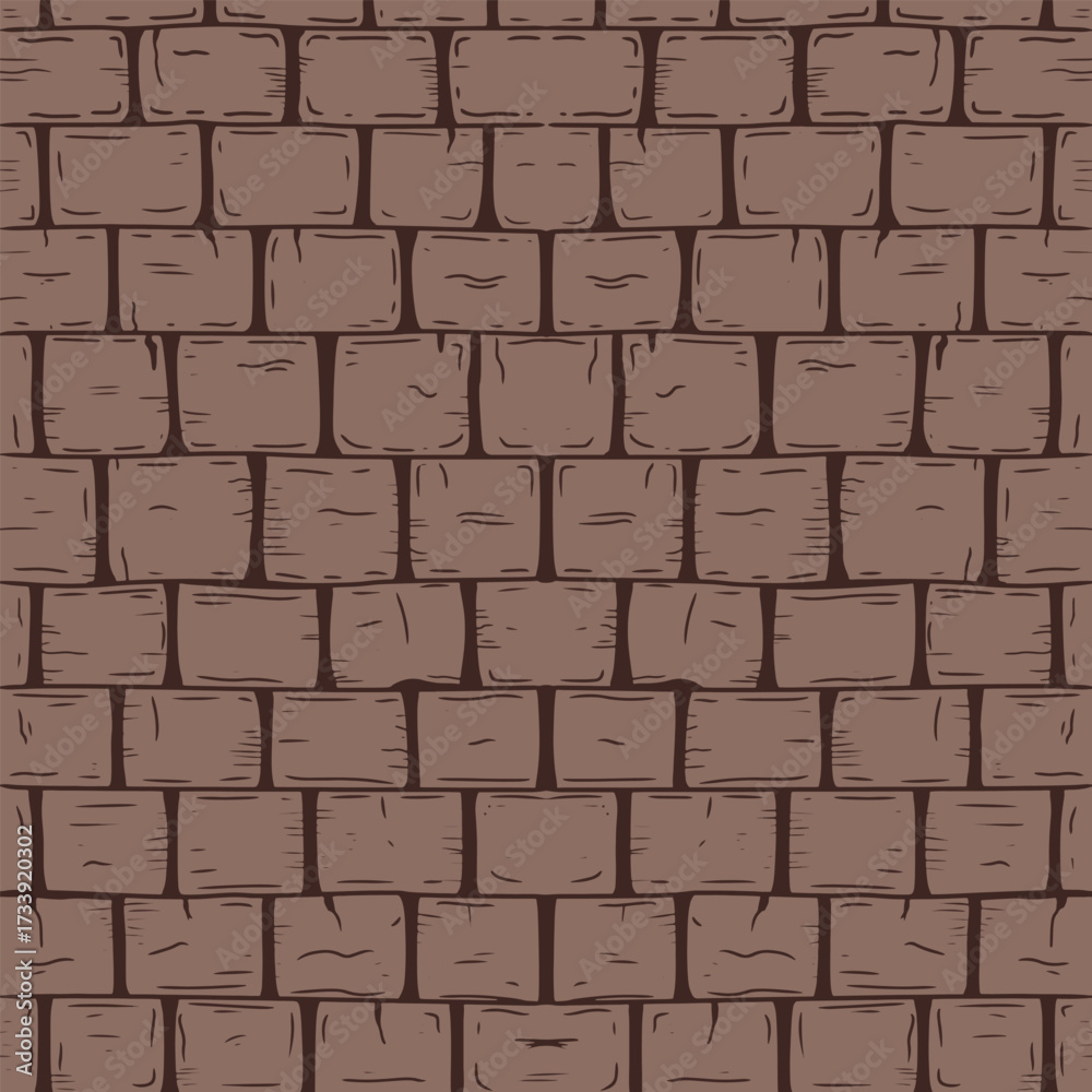 Naklejka premium Seamless hand drawn brown brick wall pattern vector illustration