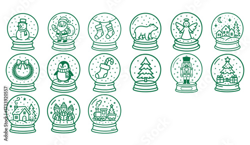 Christmas Snow Globes Hand-Drawn Pack
