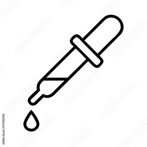 Vector art of dropper tool with a drop of liquid for design and medical purposes