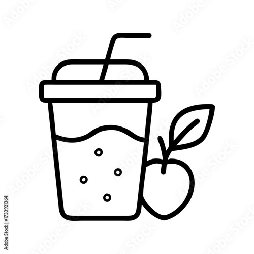 Vector art of delicious apple smoothie in a takeaway cup, a healthy and refreshing beverage