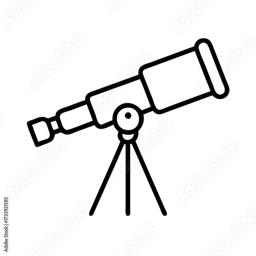 Vector art of telescope on a tripod for observing distant objects astronomical instrument concept