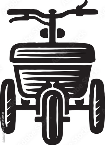 Vintage style three wheeled bicycle with large front basket for carrying goods or shopping in a retro design