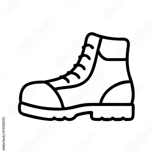 Illustration of a sturdy work boot with laces, , perfect for outdoor activities