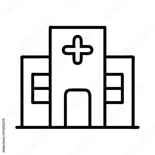 Vector art of hospital building icon modern line vector illustration medical center symbol