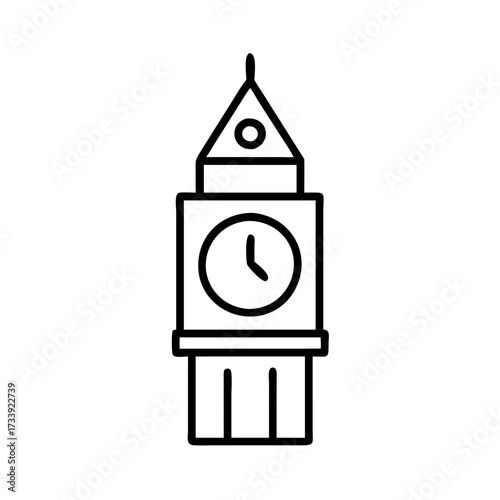 Vector art of big ben icon, representing the iconic clock tower in london, england, uk