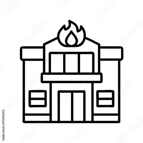 Vector art of fire station building, a symbol of public safety and emergency response facility