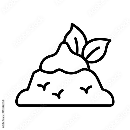 Vector art of mound of dirt with plant, soil and vegetation, nature and environment