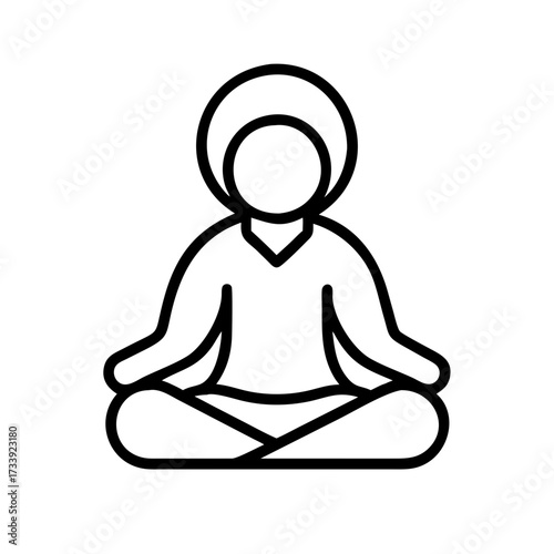 Vector art of person meditating in lotus position simple outline vector illustration