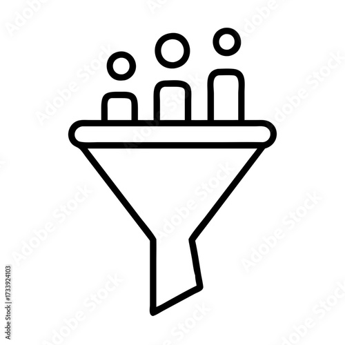 Vector art of funnel illustration, representing data filtering and sales process management