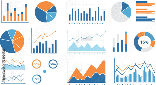 Diverse collection of business charts and graphs displaying data analysis and financial information clearly