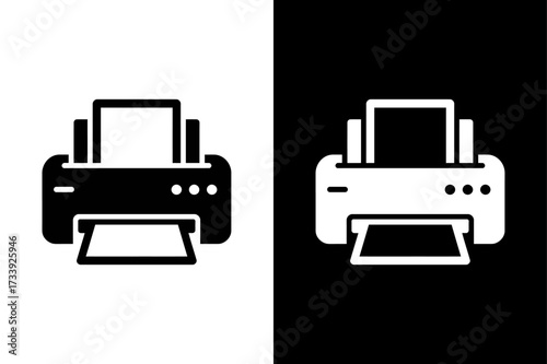 Flat Printer Symbol Icon. Simple Silhouette Vector for Design
