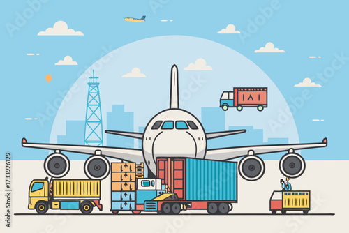 Depicting Cargo Airplane Airport Bold Logistic Crisp Professional Photo