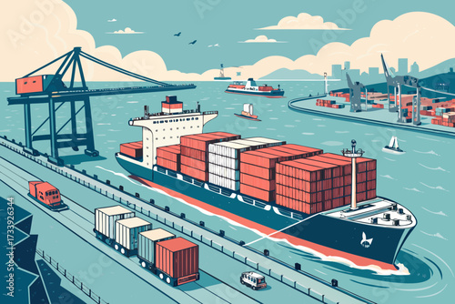 Featuring Cargo Ship Harbor Bold Transportation Dynamic Creative Visual