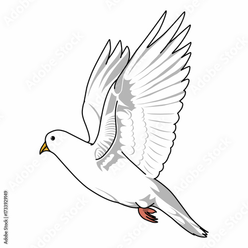 vector of a flying dove facing sideways