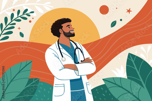 Featuring Doctor With Stethoscope Bold Health Backg Elegant Premium Digital Asset