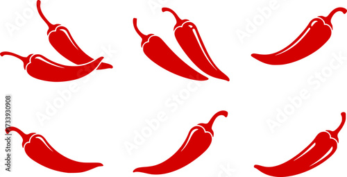 Spice level marks - mild, spicy and hot. Green and red chili pepper. Symbol of pepper with fire. Chili level icons set. Vector illustration isolated on white background