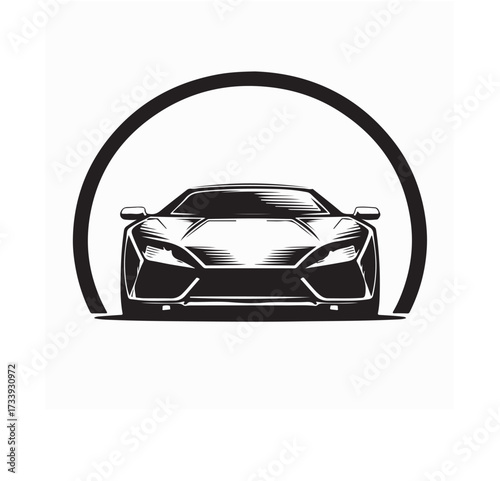Elegant Sports Car Front View Vector Illustration on white background