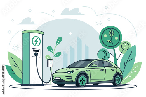 Stunning Electric Car Charging Station Bold Eco High-Quality Stock Image