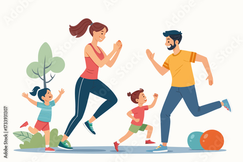 Family Exercising Together Bold Health Professional Photo Perfect for Editorial Content