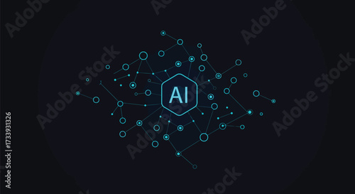 AI network vector illustration abstract technology background with connected dots and lines artificial intelligence concept for presentations and web design on transparent background