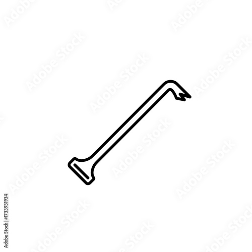 Crowbar tool in simple line art design for construction projects  