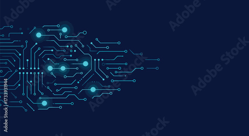Abstract circuit board vector illustration technology background with glowing nodes perfect for presentations and digital designs on transparent background