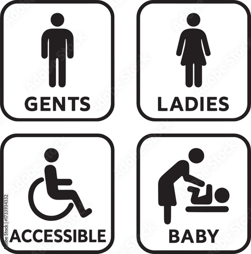 Restroom Signage Icons Set