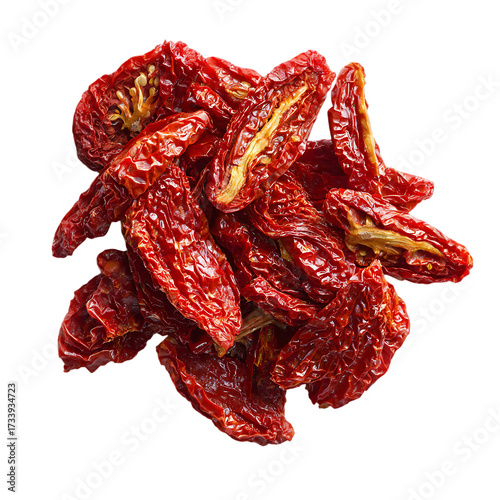 Pile of sun dried tomatoes with intense red color