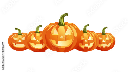 Cartoon Halloween Pumpkins with Grinning Faces for Spooky Season