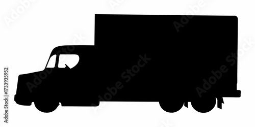 Bold black silhouette of a delivery truck, perfect for logistics, transport, and shipping concepts, offering clear visual impact.