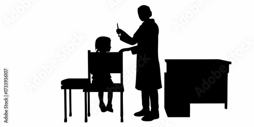 Caring doctor gently administers vaccination to a small child, symbolizing health, safety, and pediatric care in a modern clinic setting.