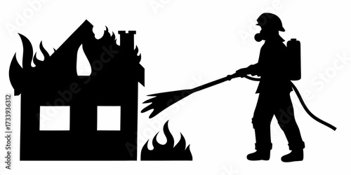 Brave firefighter heroically battles raging house fire with powerful hose saving lives and property