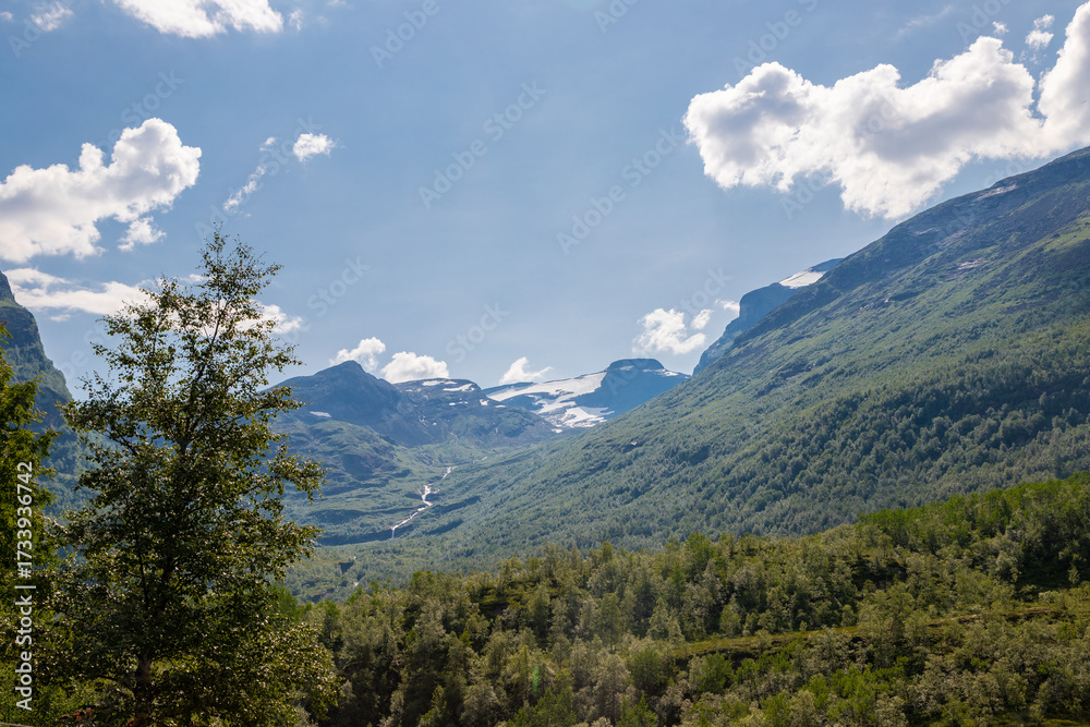 Obraz premium Dalsnibba is Europe’s highest fjord viewpoint with a spectacular road with 11 hairpin turns and a gradient of approx. 10% takes travellers to 1500 metres altitude for unobstructed views of the fjords 