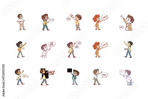 handsome boy saying no isolated white background  for business and social work