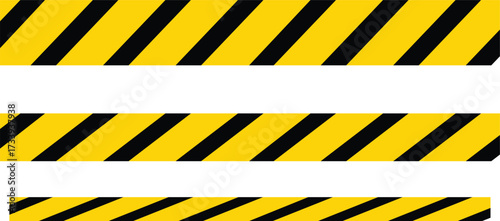 Yellow and black caution warning tape frame. Warning tape with yellow and black Diagonal stripes rectangle square box frame. Caution tape border and safety stripe. Hazardous warning tape sets
