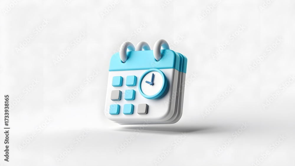 Obraz premium 3d calendar with clock isolated on white background