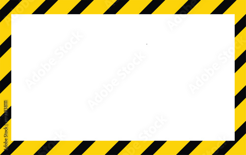 Yellow and black caution warning tape frame. Warning tape with yellow and black Diagonal stripes rectangle square box frame. Caution tape border and safety stripe. Hazardous warning tape sets
