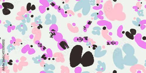 Floral seamless pattern with different abstract flowers. Vector background, design, print, wrapping paper, textile, wallpaper