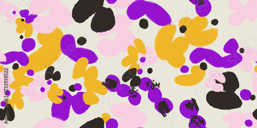 Floral seamless pattern with different abstract flowers. Vector background, design, print, wrapping paper, textile, wallpaper