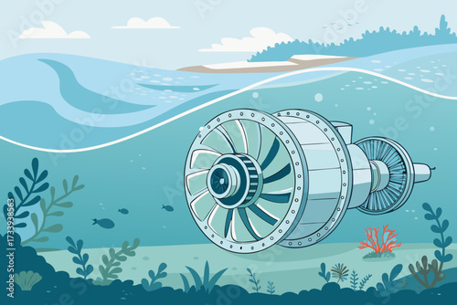 Featuring Hydro Turbine Underwater Bold Resou Beautiful High-Quality Stock Image