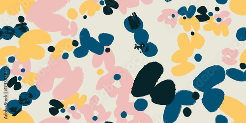 Floral seamless pattern with different abstract flowers. Vector background, design, print, wrapping paper, textile, wallpaper