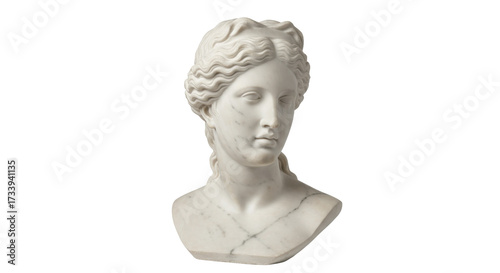 Marble bust of Aphrodite isolated on transparent background, ancient Greek sculpture of goddess of love and beauty