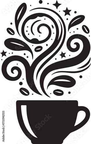 Simple coffee cup icon for breakfast and cafes