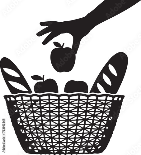 Hand offering apple in basket for world food day