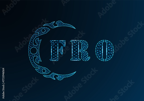 Low poly letter logo FRO design. FRO letter logo low poly vector design on blue color gradient background. FRO logo low poly design